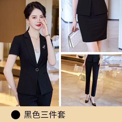 Small Suit Jacket Slim-fit Professional Suit suit Temperament Short-sleeved Thin Jewelry Store Work Clothes Dress Women