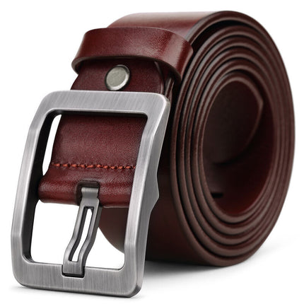 Cross-border men's leather pin buckle belt retro belt fashion casual real cowhide jeans belt manufacturers wholesale
