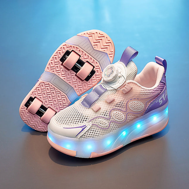 Roller Shoes for Girls, Summer 2026 New Model, 4-Wheel Children's Roller Shoes, Breathable Sports Skates, Single Mesh for Boys