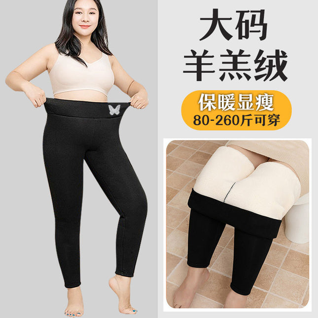 Cross-Border Export Large Size Velvet Leggings, Autumn and Winter Tight-Fitting Warm Pants, Lamb Velvet Thickeneded Stretch Cotton Pants