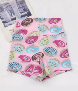 High-Waisted Butt-Lifting Naked-Feel Brushed Yoga Shorts Voxy Printed Summer High-Elastic Quick-Drying Three-Quarter Pants