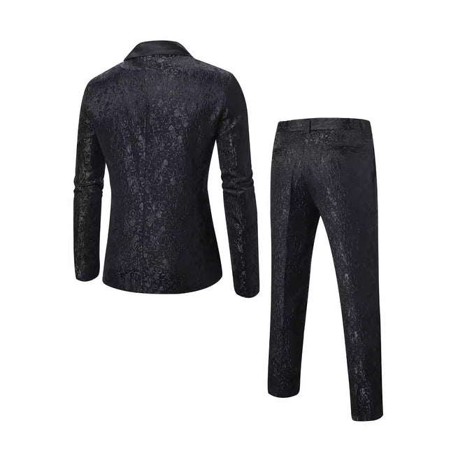 Men's Jacquard Casual Suit suit New Business Two-piece Suit MC Host Evening Dress