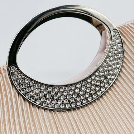New Pleated Evening Bag Ring Handbag Rhinestone Banquet Hand Bag Gift Bag Party Bag Wedding Chain Bag