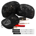 Black lace leather logo shell bag / Large size