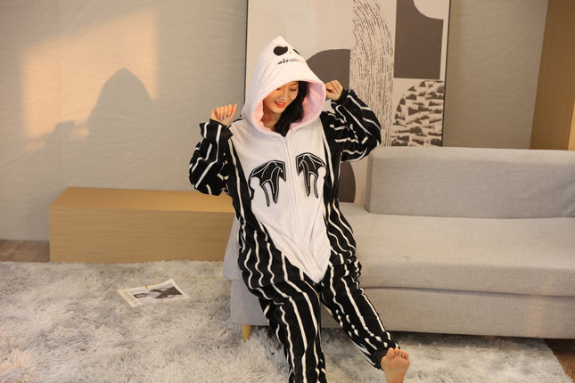 Cartoon New Adult Flannel One-Piece Pajamas for Men and Women Autumn and Winter Home Clothes Toilet Version