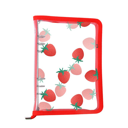 Lace Strawberry Transparent PVC Hand Ledger A5A6A8m5 Portable Pocket Hand Ledger Case Zipper Bag 6 Holes Folder