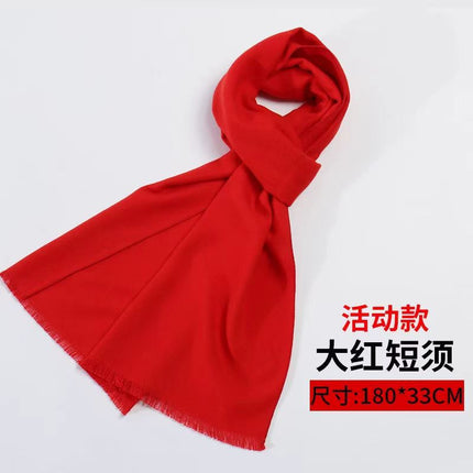 Annual Scarf Logo Chinese Red Embroidery Big Red Classmate Party Pattern Opening Cashmere Autumn and Winter for Men and Women