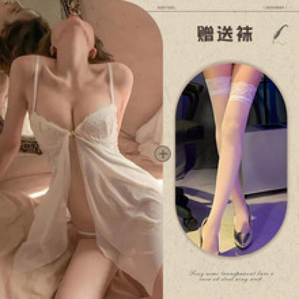 Koni Sexy Pajamas for Women Qqny Lace Edge Mesh Transparent Hot Temptation Pure Desire Suspender Backless One Piece Drop Shipping