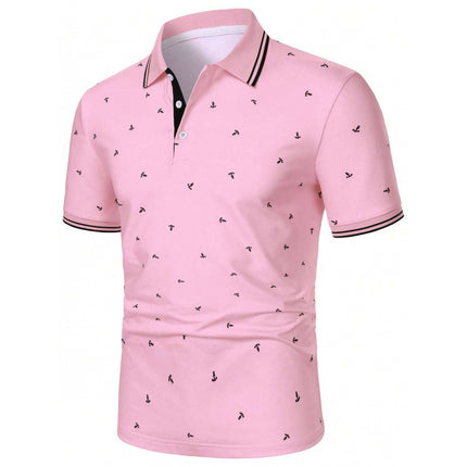 Cross-Border Foreign Trade New Shirt Men's Summer Anchor Pattern Striped Short-Sleeved Casual Commuting Style
