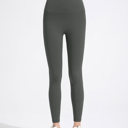 No embarrassment line double-sided brushed nude yoga pants Women's European and American high waist hip lifting Peach Hip sports fitness pants