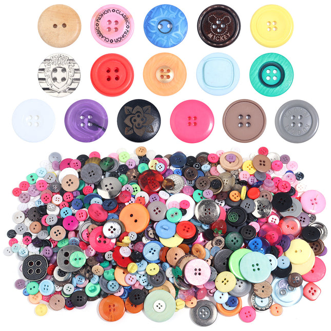 Resin round four eye color buttons handmade DIY mixed buttons making button painting button flower material bag