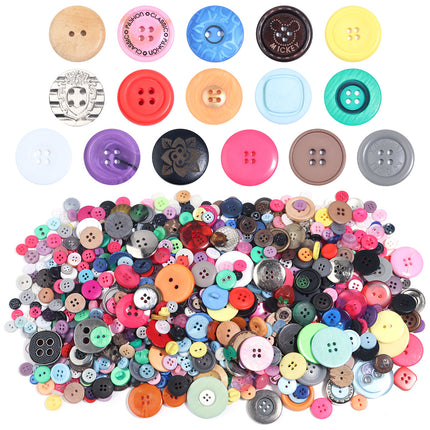 Resin round four eye color buttons handmade DIY mixed buttons making button painting button flower material bag