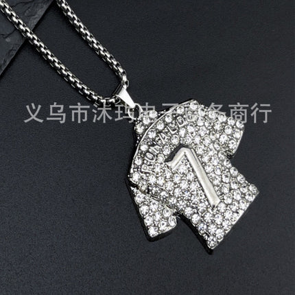 Temu Hip-Hop Titanium Steel Gold-Plated Diamond-Studded Football Superstar Jersey Number 7/10 Pendant Necklace with Row of Diamonds