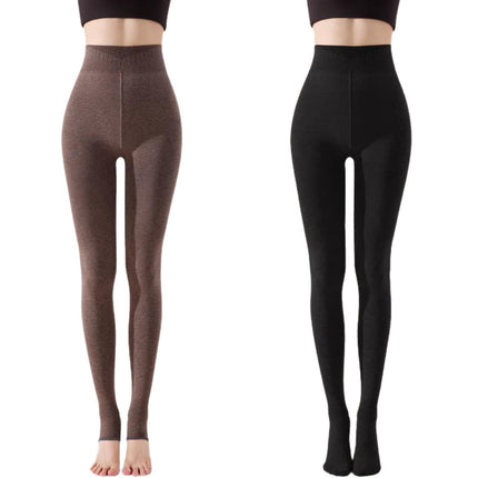 Tall off-white leggings women's autumn and winter warm velvet padded oatmeal color lengthened pressure thin leg pantyhose