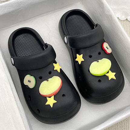 Women's Clogs 2026 Summer New Trendy Versatile Apple Star Thick-Soled Non-Slip Beach Half-Slippers for Women Summer