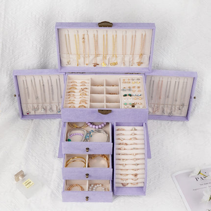 Storage Jewelry Box 2025 New High-End Multi-Layered High-End Necklace Ring Bracelet Large-Capacity Jewelry Box