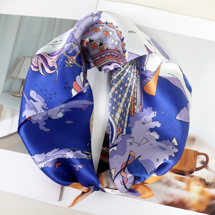 53*53cm Spring and Summer Sun Protection Neck Scarf Women's Easiest for Match Hangzhou Silk Small Square Scarf