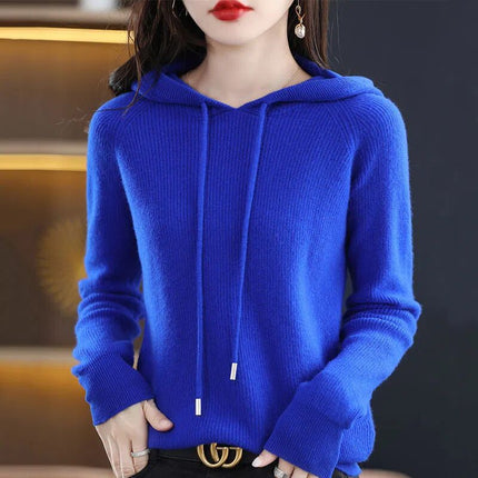 Autumn and Winter New Hooded Knitwear Women's Casual Loose Large Size Sweater Jacket Korean Solid Color Lazy Thickened Hoodie