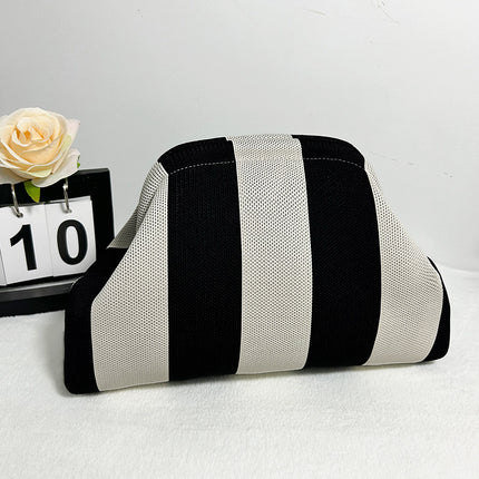 Cross-Border Dropshipping Knitted Bag Striped Clutch Bag for Women Fly-Knit Cloud Versatile Stylish Portable Makeup Bag Large Capacity