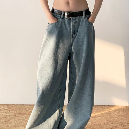 Dorothy Spring South Korea Vintage Washed Low-rise Loose Wide-leg Dash Jeans Women's All-match Casual Pants
