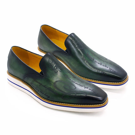 Men's Leather Shoes Casual Shoes Green Fashion Comfortable Flat Shoes Handmade Classic Loafers Office Banquet Men's Shoes