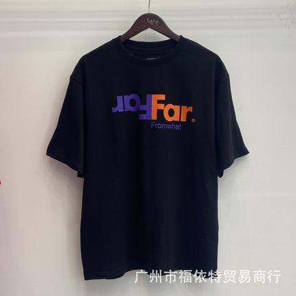 Cross-Border Far American Washed Distressed Short-Sleeved High Street Cross Lip Print Style Fashion Casual Loose Men's and Women's T-Shirts