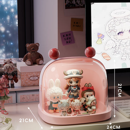 Labubu Blind Box Storage Box Transparent High-Definition Dust-Proof Labubu Plush Doll Bubble Mart Storage Display Stand