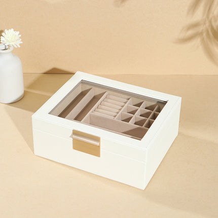 Double Layer Elegant Large Capacity Sunroof Ring Earrings Bracelet Watch Storage Jewelry Box