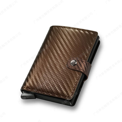 Rfid Anti-Theft Card Swipe Carbon Fiber Aluminum Alloy Credit Card Metal Card Holder Men's Wallet with Elastic Card Multi-Card Slot