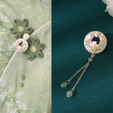 Antique Cheongsam National Tide Wind Pressure Break Elegant Pendant Brooch Hanfu Tea Clothing Tassel Retro Chinese Makeup Accessories Women