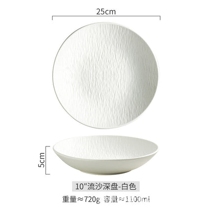 Ceramic Steak Dinner Plate, Household Stone Pattern Western Food Plate, Pasta Plate, Salad Plate, Flat Plate, Round Plate, High-end