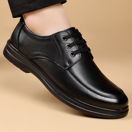 Casual Leather Shoes for Men 2025 New Formal Business Leather Shoes Fashionable and Versatile Middle-Aged and Elderly Dad Cotton Shoes Factory Direct Sales