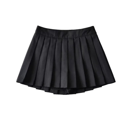 2024 Summer College Style Age-Reducing Anti-Exposure A-Line Short Skirt for Women, Mid-Waist Pleated Skirt with Short Front and Long Back