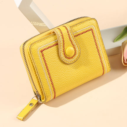 European and American Simple Wallet Women's Short Retro Hong Kong Style All-match Large Capacity Multi-card Zipper Change Card Bag All-in-one Bag