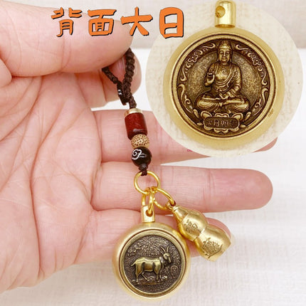 A generation of 12 zodiac Buddha patron saint turn key chain pendant fortune into the eight patron saint of treasure gourd