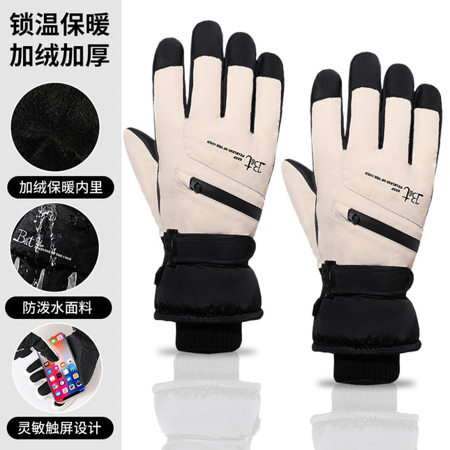Wholesale Winter fleece-lined Ski Gloves Outdoor Sports Riding Non-slip Gloves Windproof Cold-proof Touch Screen Ladies Gloves