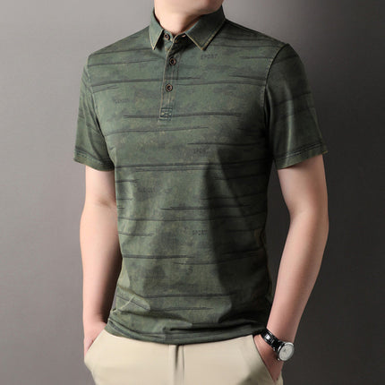 Summer 2025 Men's Cotton Loose plus size Polo Shirt Fashionable Thin Top Cotton T Summer Middle-aged Dad's Dress