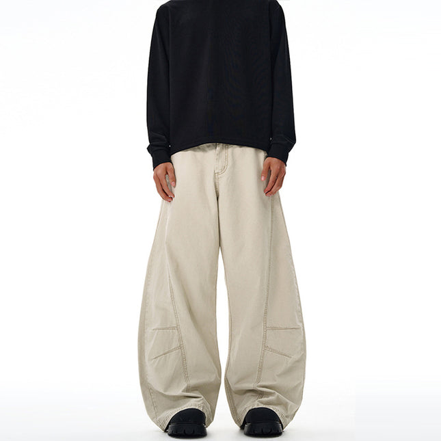 Lktm Men's American-Style Deconstructed Vintage Wide-Leg Scimitar Casual Pants Unisex Trendy Brand Loose Design Floor-Length Pants