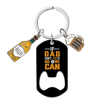 Cross-border Stainless Steel Engraving Metal Keychain Bottle Opener Wine Glass Wine Bottle Birthday Christmas Father's Day Gift