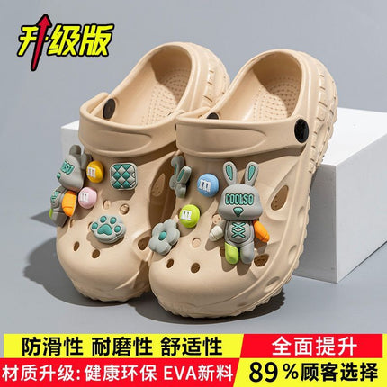Violent Bear Children's Croc Shoes Summer Boys' Non-Slip Soft Sole Girls' Bathing Beach Shoes Baotou Parent-Child Sandals and Slippers