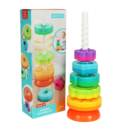 Amazon Yiyuanquan Infant Cognitive Rainbow Rotating Toy Enlightenment Early Education Geometric Ring Stacking Toy