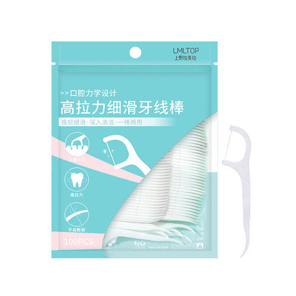 Lmltop 100 Dental Floss Sticks, Polymer Fine Smooth Dental Floss Sticks, Disposable Toothpicks, Fine Dental Floss Wholesale Sy001