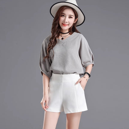 Shorts Women's Spring and Summer Outer Wear 2025 New Arrival Loose Black Suit High Waist A- Shaped plus size Slimming Wide Legs All-Match
