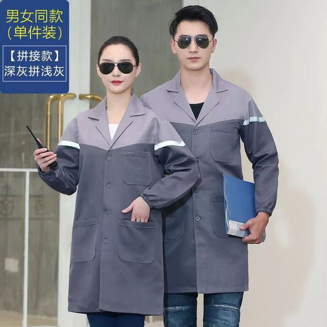 Coat Work Clothes, Wear-Resistant, Dirt-Resistant, Thickened Outer Coveralls, Anti-Dirty Clothes, Mid-Length Work Clothes, Labor Protection Clothes, Custom-Made Coat
