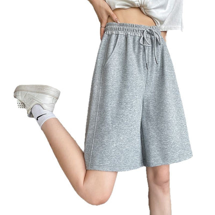 Gray Sports Shorts for Women, Summer Thin Five-Point Shorts, Petite A-Line Outerwear, Running Loose Wide-Leg Casual Pants