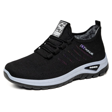 Women's Winter Sneakers with Fleece Lining, New Model in Stock, Warm Shoes, Direct from Manufacturer, Thickened Version, Lace-Up Cotton Shoes for Middle-Aged and Elderly