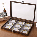Walnut interior gray jewelry box [9 compartments]