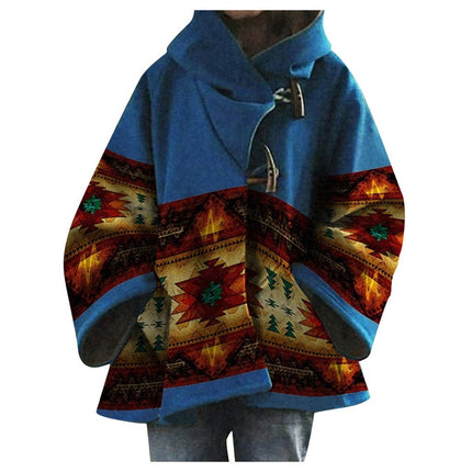 2025 Export Ebay Amazon New European and American Autumn and Winter Women's Long-Sleeved Hooded Jacket Printed Dragon and Phoenix Coat