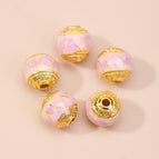 7. purple lotus pattern round beads 10mm