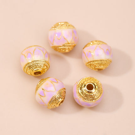 Cloisonné Oil-Dropping Cut Out Auspicious Cloud Lotus Bead Accessories Oil-Dropping Copper DIY Handmade Bracelet Necklace Jewelry Accessories